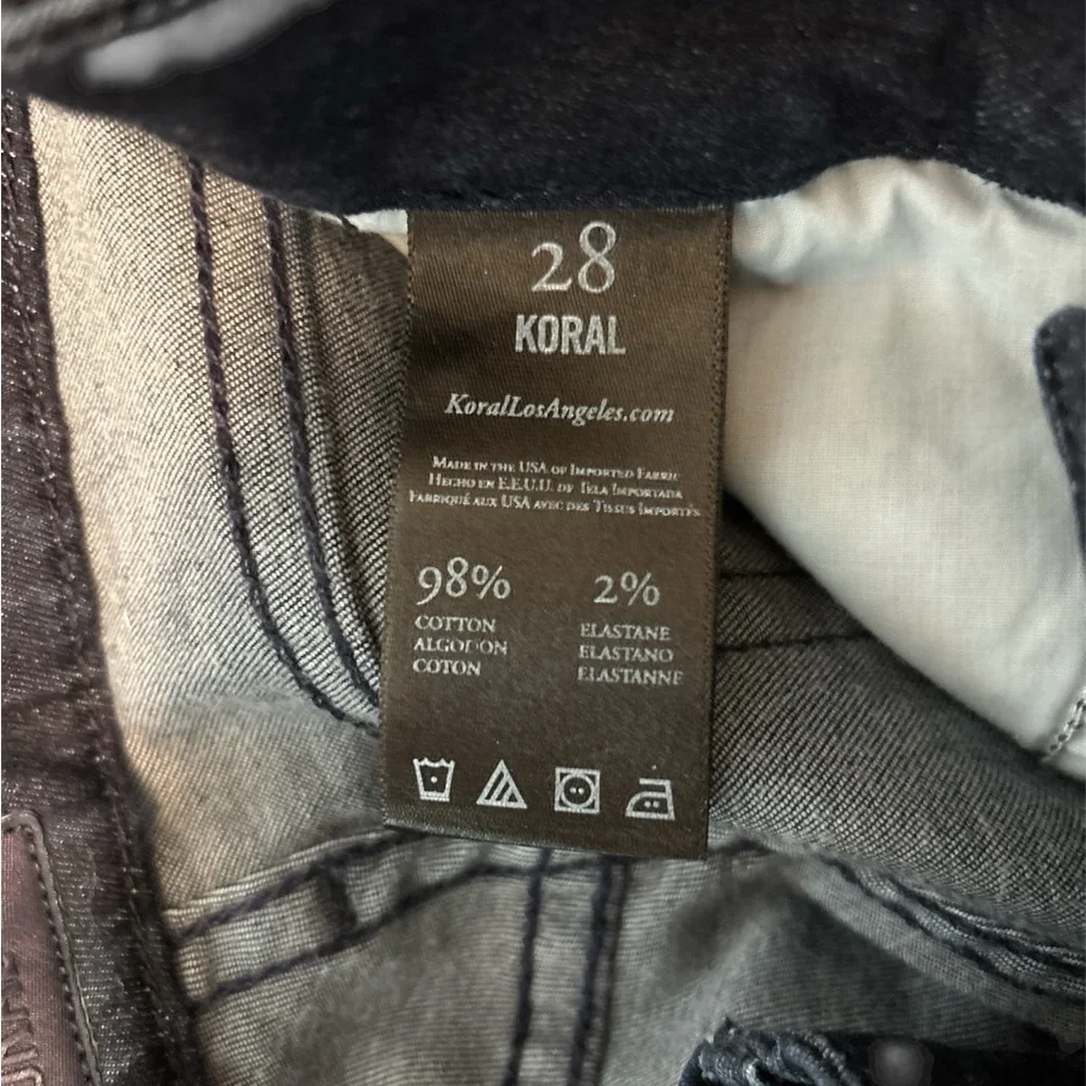 Koral Jeans Minimalist Denim Charcoal Dark Wash Skinny Jeans SZ 28‎